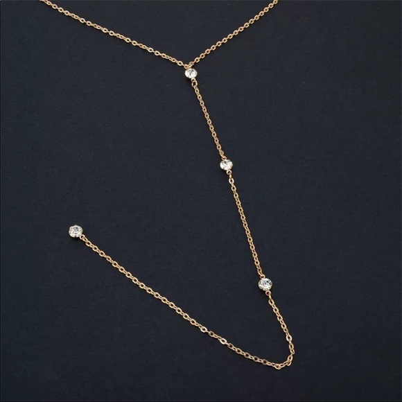 Gold Crystal Body Chain Pendant Necklace - Picture 4 of 7
